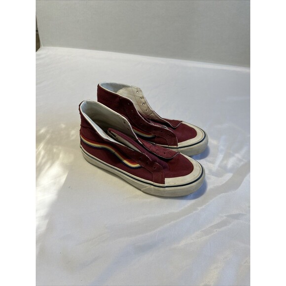 Size 7.5 Women 6 Men- VANS Sk8-Hi 138 Decon High Red Rainbow Burgundy - Picture 2 of 10
